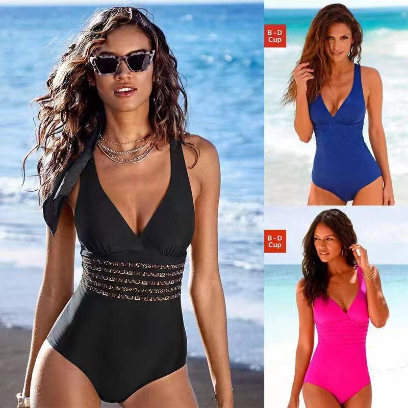 Swimsuit Bikini Ruched - Damesbadpak Tankini Effen kleur Gekruiste rug