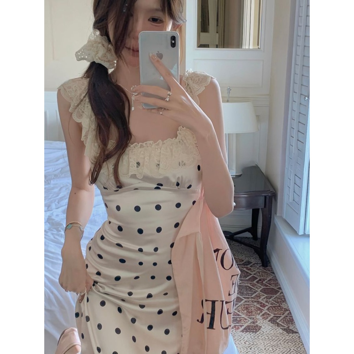 Maxi Dress Halter - Polka Dot-jurk Dames zomerjurk zonder schouderbandjes