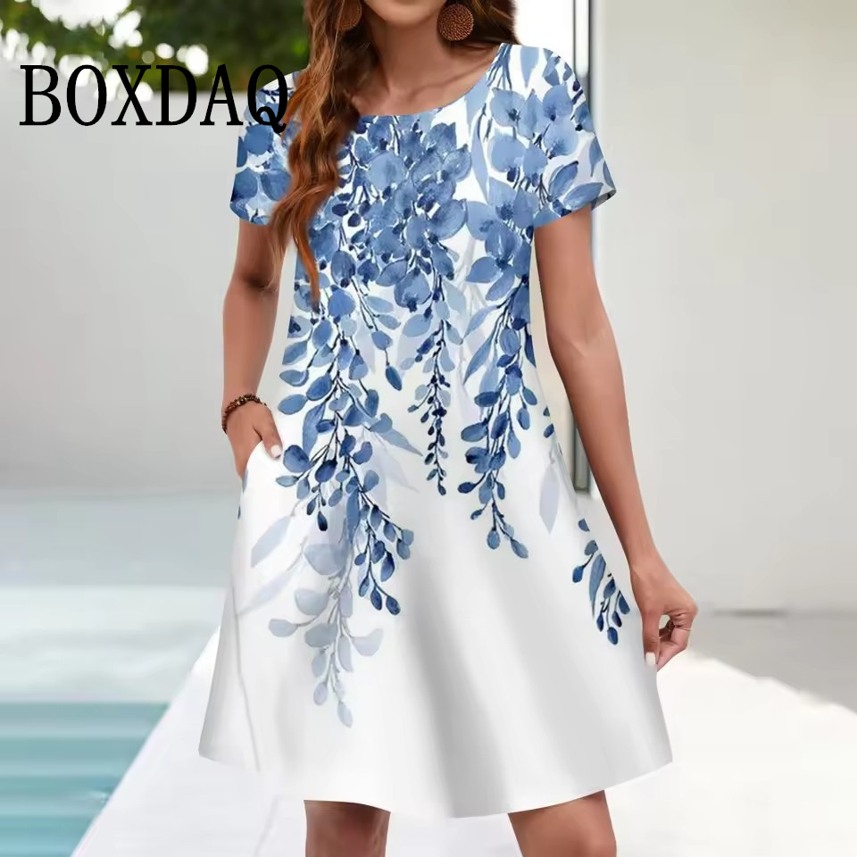 Romper Floral Print - Dames casual zonnejurk losse zakken zomer