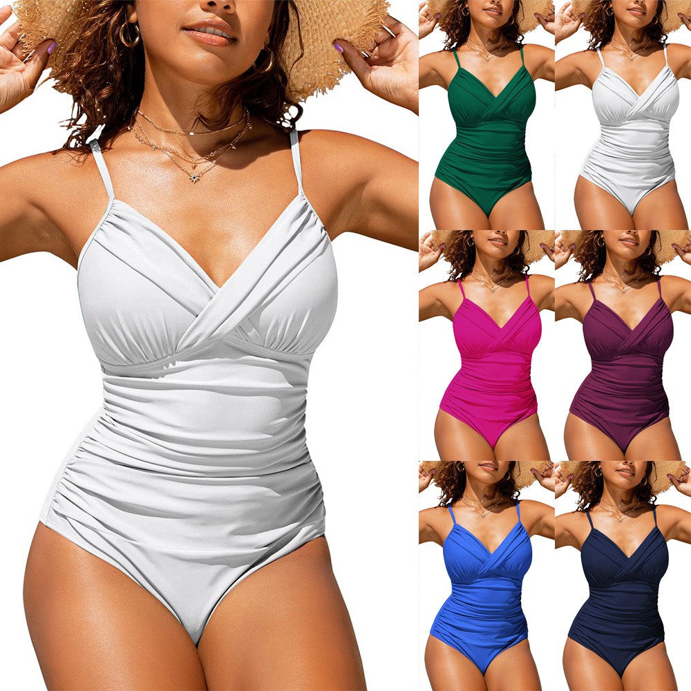 Swimsuit Bikini Ruched - Dames bikini tankini badpak effen V-hals