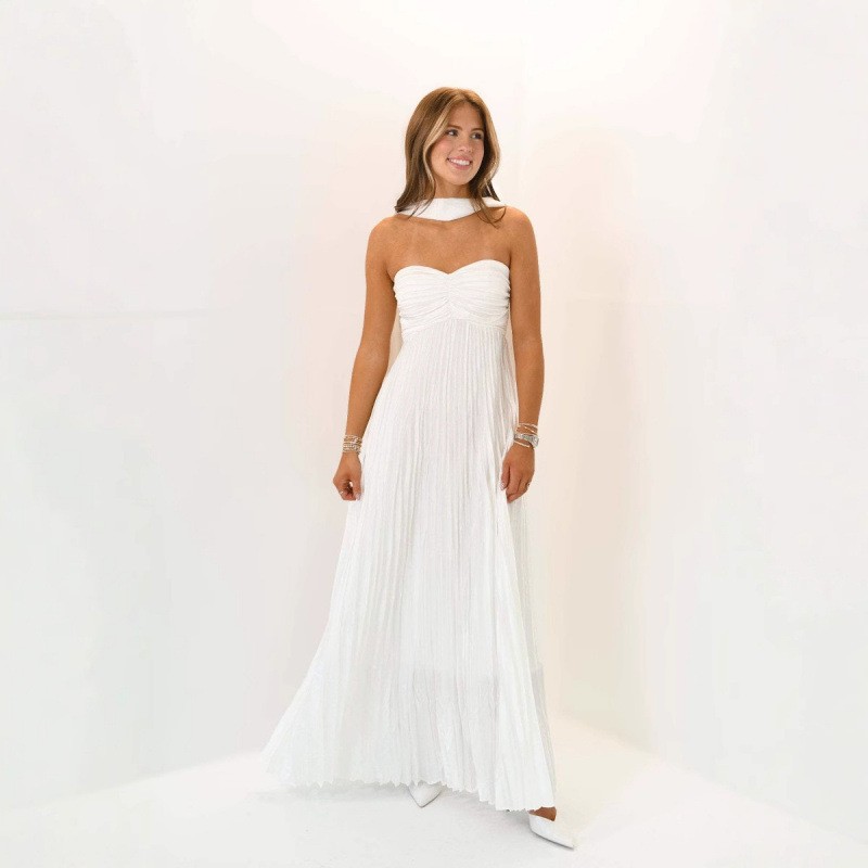 Maxi Dress Halter - Bruiloftsgastjurk Elegant feestjurk Lange jurken V-hals