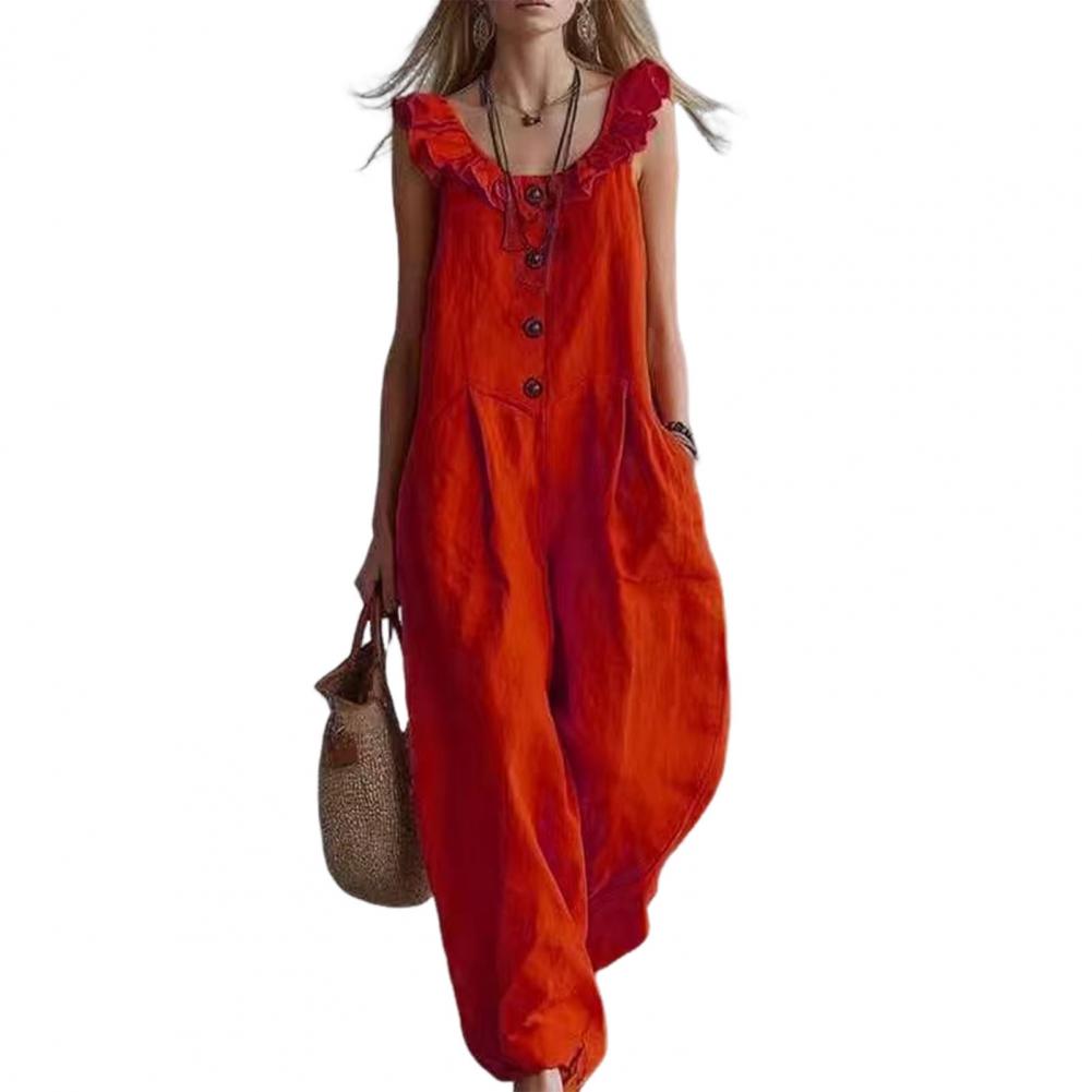 Jumpsuit Linen Relaxed - Relaxed Fit Romper Dames Dames jumpsuit