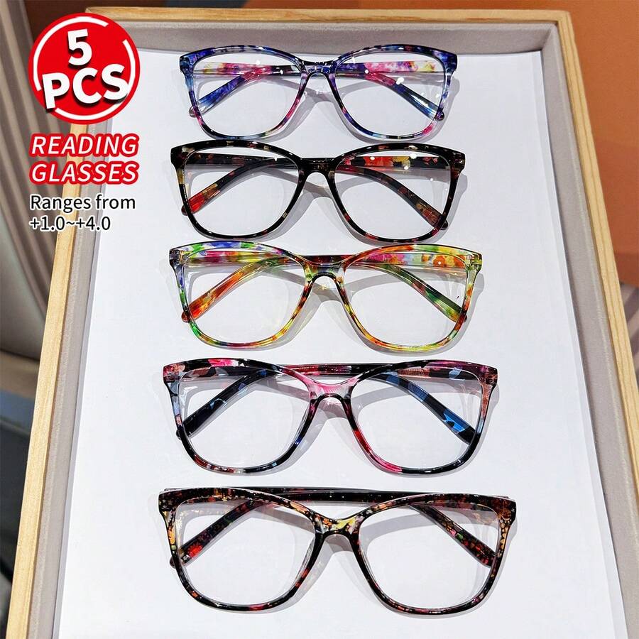 Sunglasses Cat Eye - 5 paar damesmode leesbrillen Multi Color