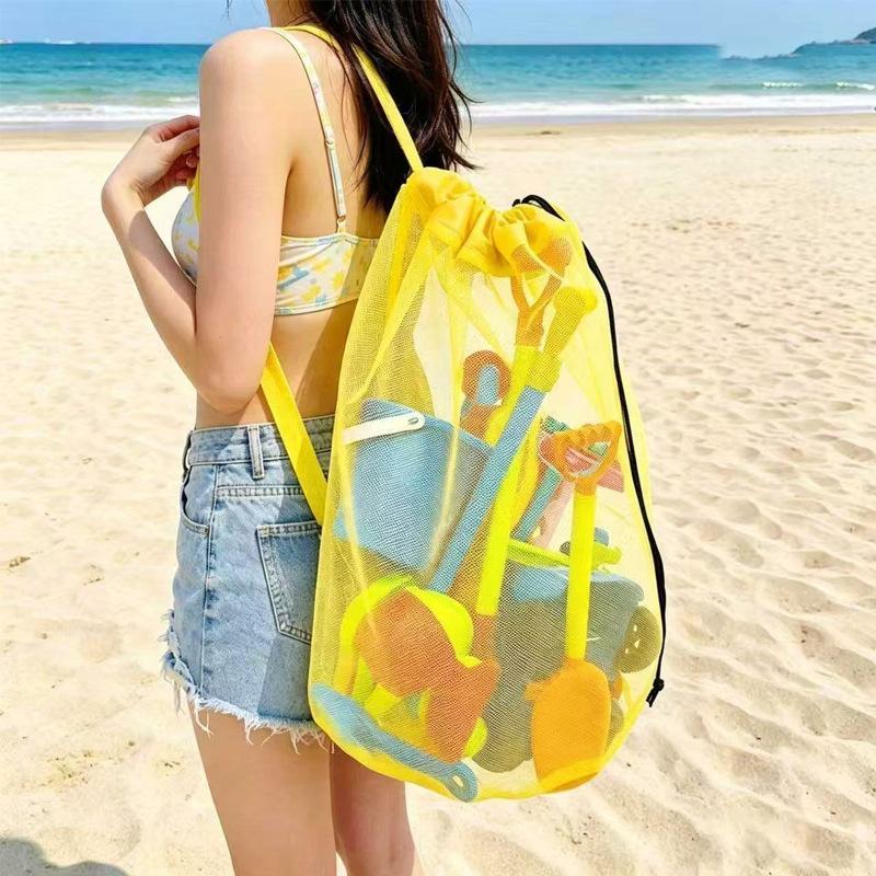 Tote Bag Beach - Draagbare mesh-strandopbergtas met grote capaciteit, ademend,