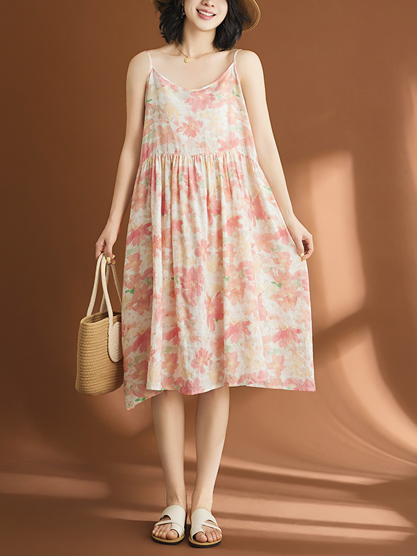 Linen Dress Wrap - Casual katoenen linnen damesjurk, artistieke stijl,