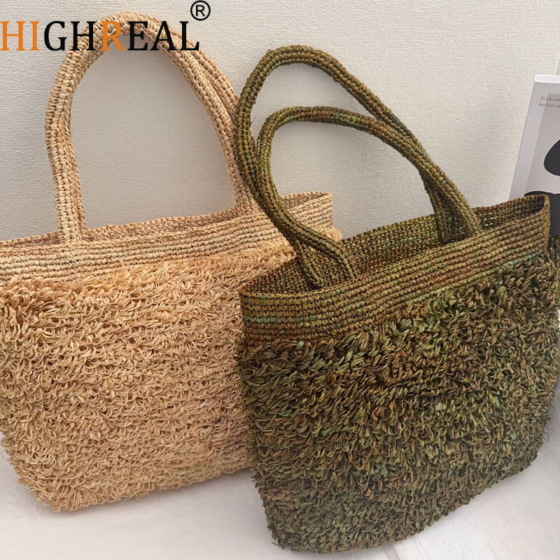 Crochet Bag Raffia - Luxe raffia stro tas, Boheemse geweven