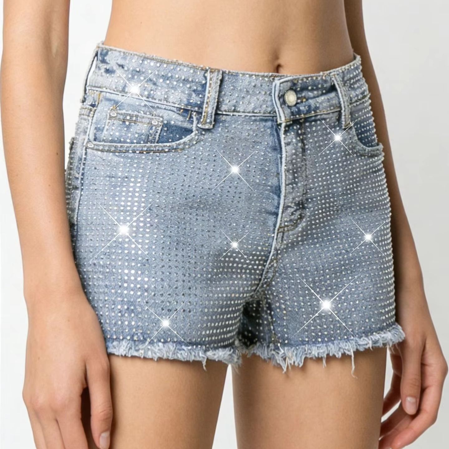 Shorts Denim Frayed - 2026 Nieuwe Volledig Met Juwelen Versierde