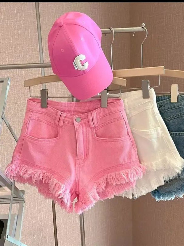 Shorts Denim Frayed - Casual Koreaanse stijl denim shorts met