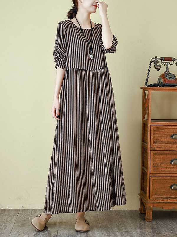 Lente nieuwe stijl ronde hals  - Linen Dress Wrap recensie en prijs