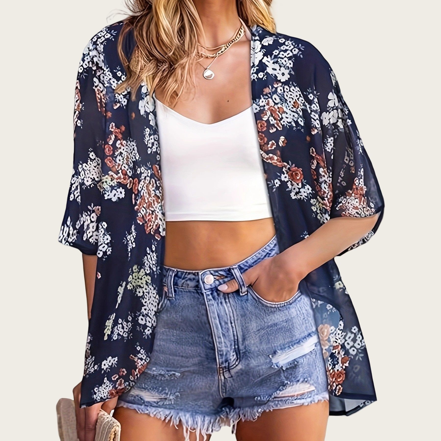 Badpak Vrouw 2025 Kimono Vest  - Kimono Sheer Floral recensie en prijs