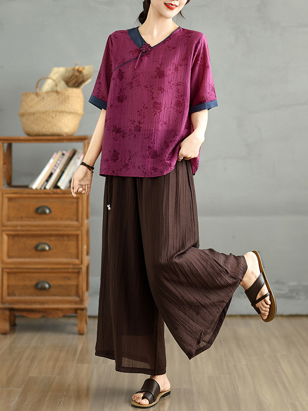 Chinese bloemenprint linnen zi - Linen Pant Wide recensie en prijs