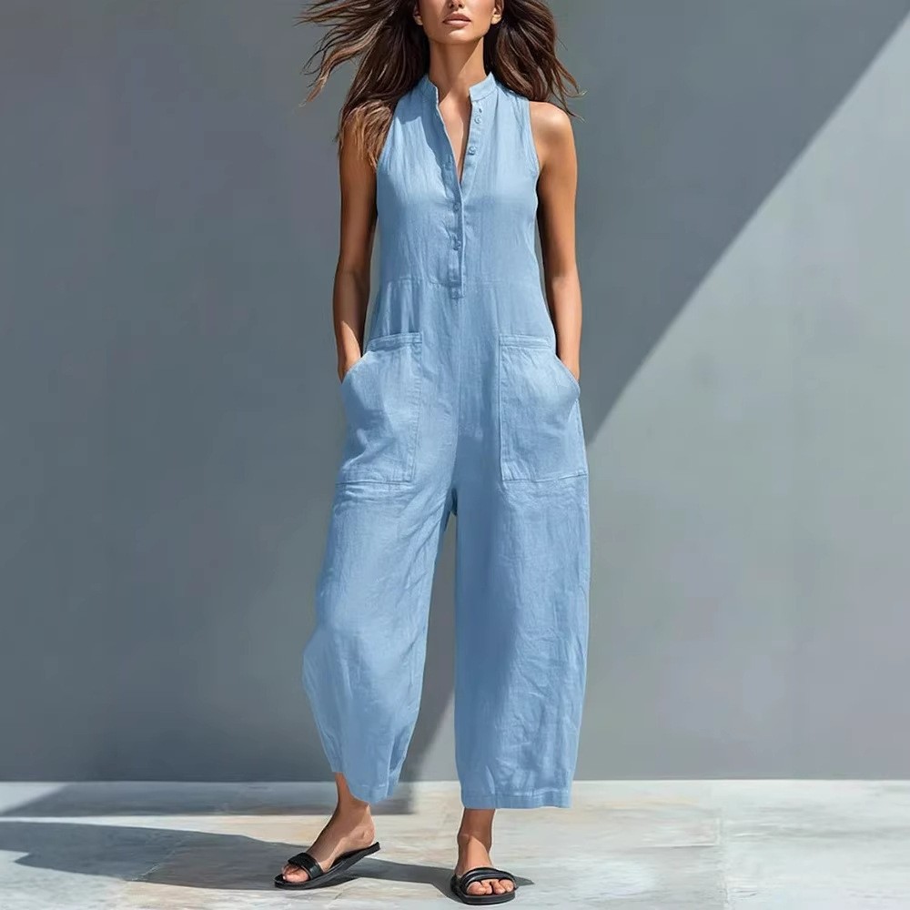 Dames- en vrouwelijke mouwloze - Jumpsuit Linen Relaxed recensie en prijs