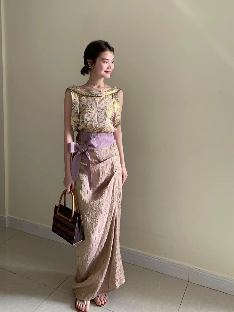 XZY Vintage Bloemige Mouwloze  - Midi Skirt Floral recensie en prijs