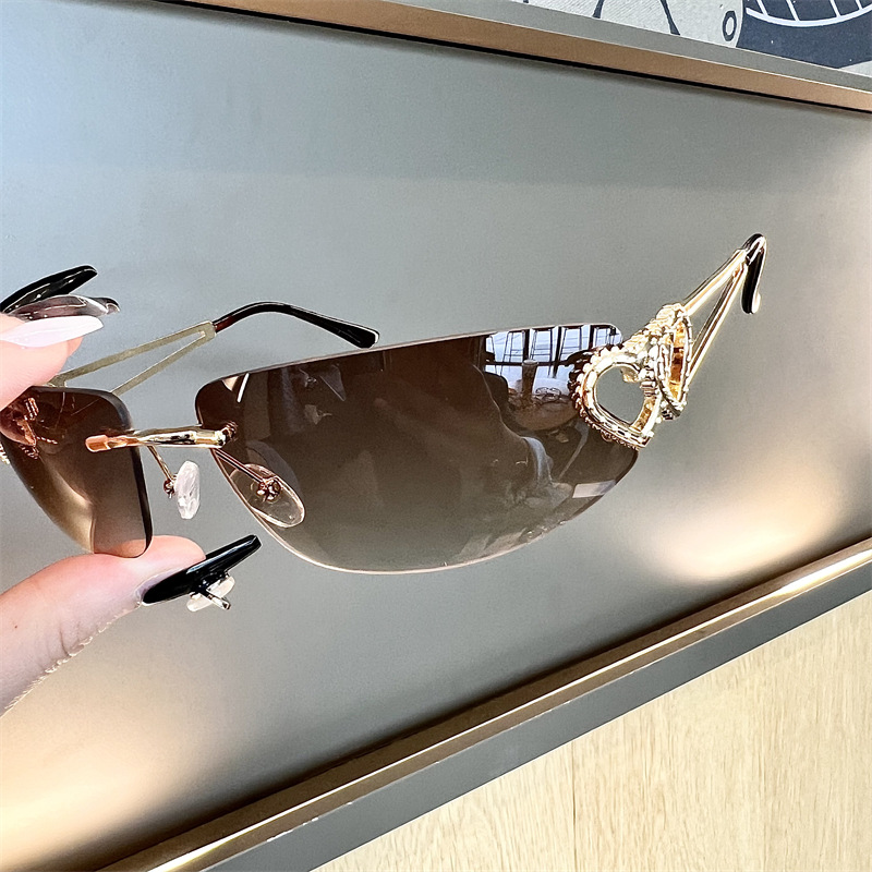 Nieuwe ovale Cat Eye frameloze - Sunglasses Cat Eye recensie en prijs