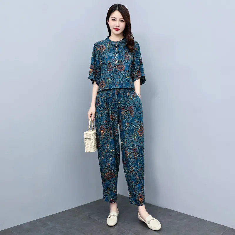 Zomerpakken voor dames van mid - Linen Pant Wide recensie en prijs
