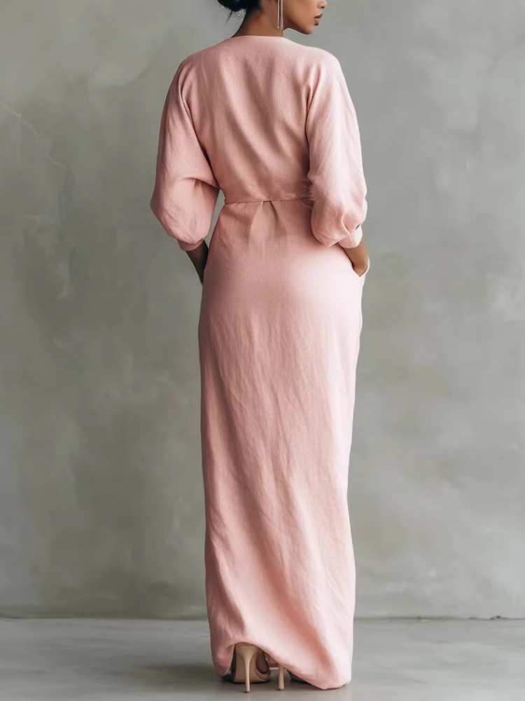 Dames linnenmix wikkeljurk met - Linen Dress Wrap recensie en prijs