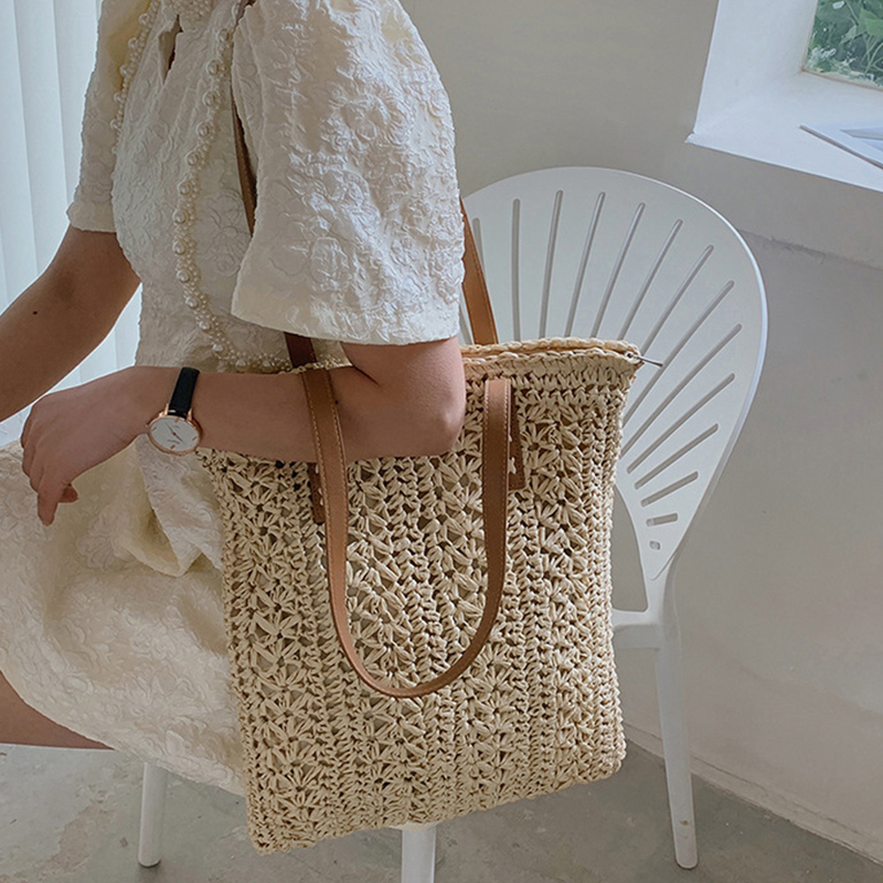 Vierkante holle stro strandtas - Crochet Bag Raffia recensie en prijs