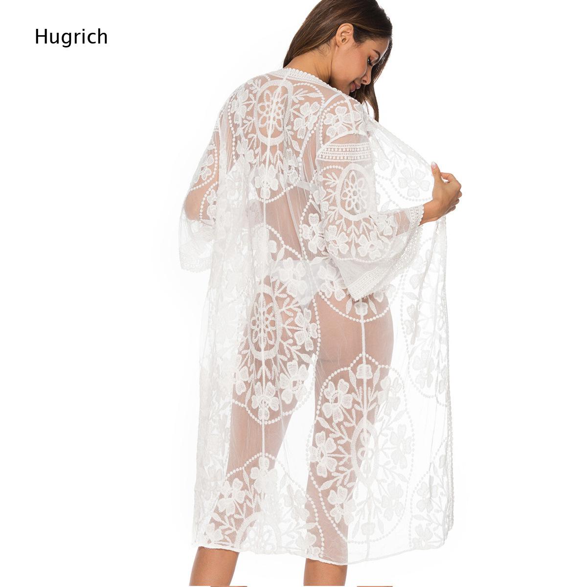Witte kimono met bloemenborduu - Kimono Sheer Floral recensie en prijs