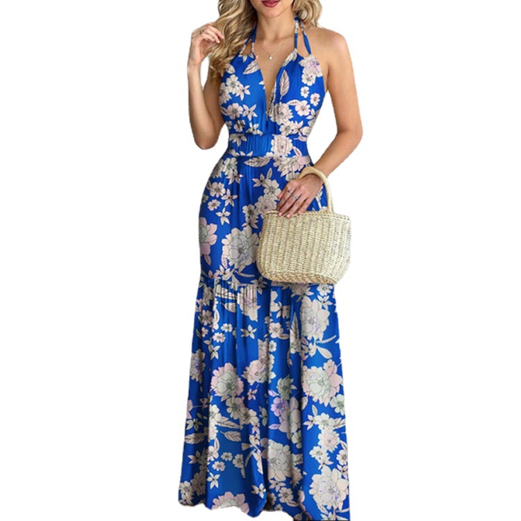 Bloemen maxi-jurk, lange ruglo - Maxi Dress Halter recensie en prijs