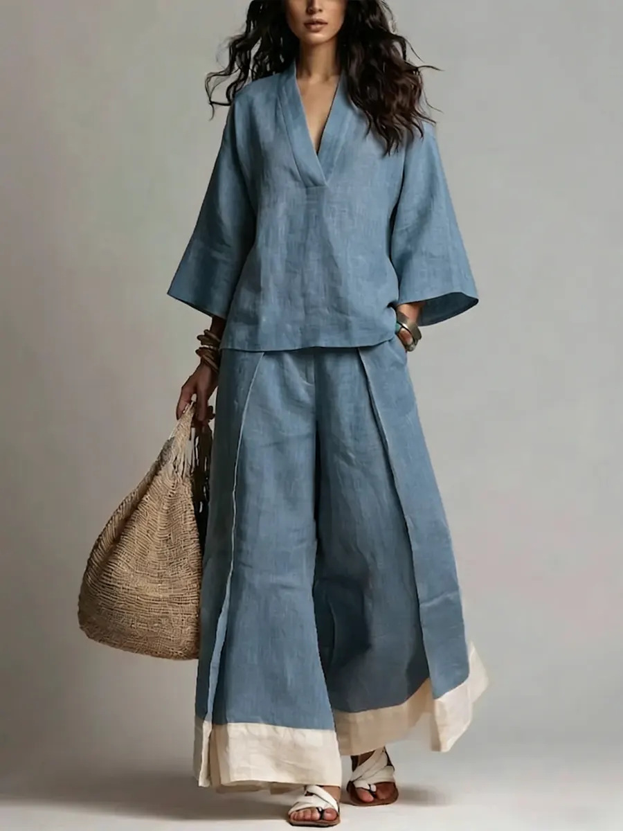 Zomer Dames V-hals Katoen Linn - Linen Pant Wide recensie en prijs