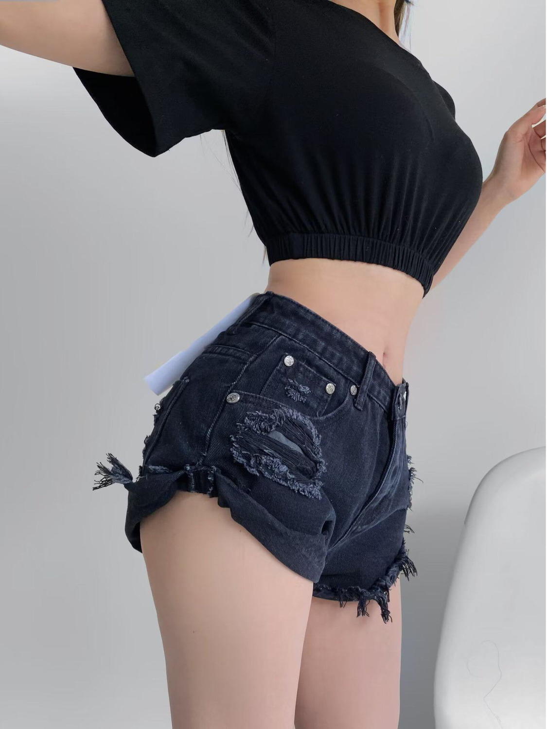 Dames Low Waist Distressed Den - Shorts Denim Frayed recensie en prijs
