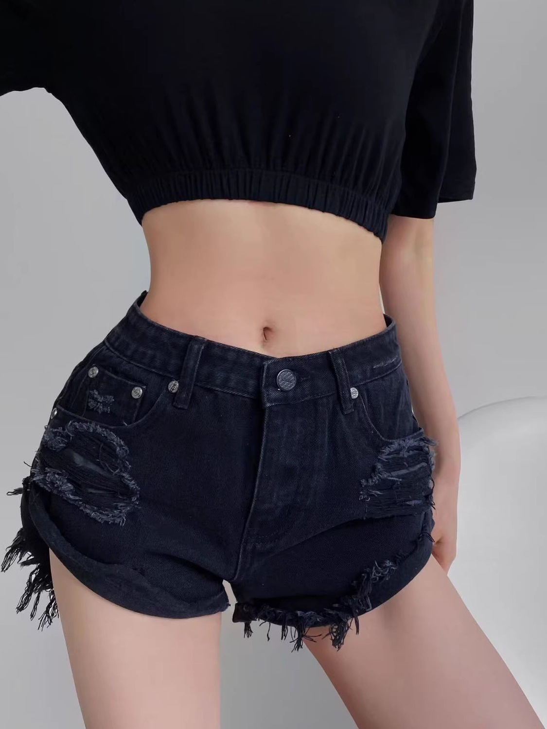 Dames Low Waist Distressed Den - Shorts Denim Frayed recensie en prijs