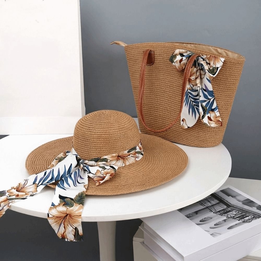 Draagbare strohoed met grote c - Tote Bag Beach recensie en prijs