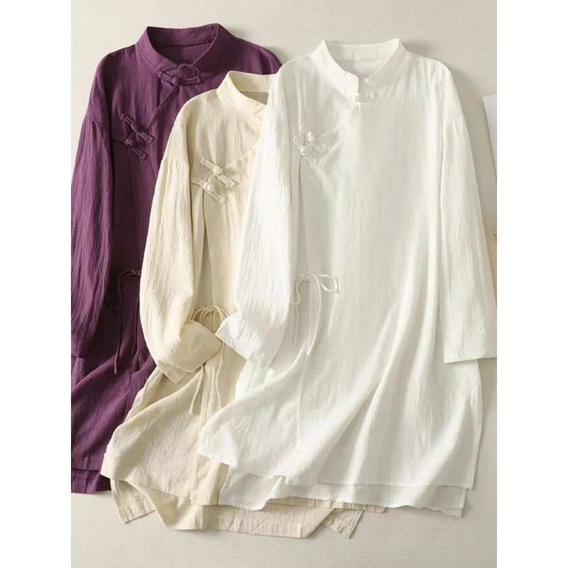 Damesjurk in Chinese stijl met - Linen Dress Wrap recensie en prijs