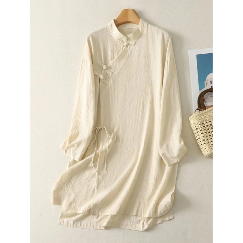Damesjurk in Chinese stijl met - Linen Dress Wrap recensie en prijs