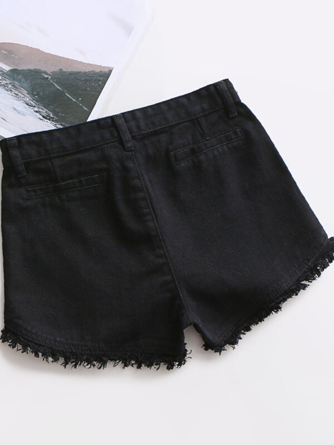 Dames denim shorts met hoge ta - Shorts Denim Frayed recensie en prijs