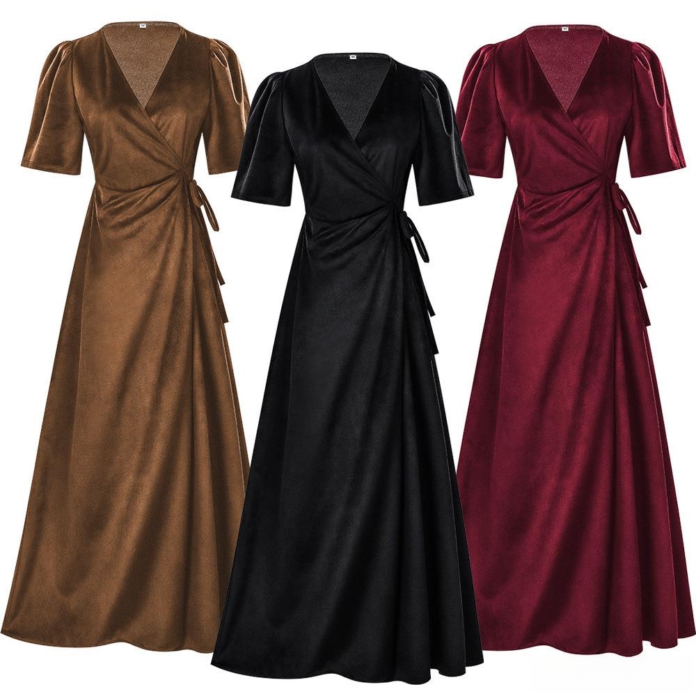 Dames lange wikkeljurk met V-h - Linen Dress Wrap recensie en prijs