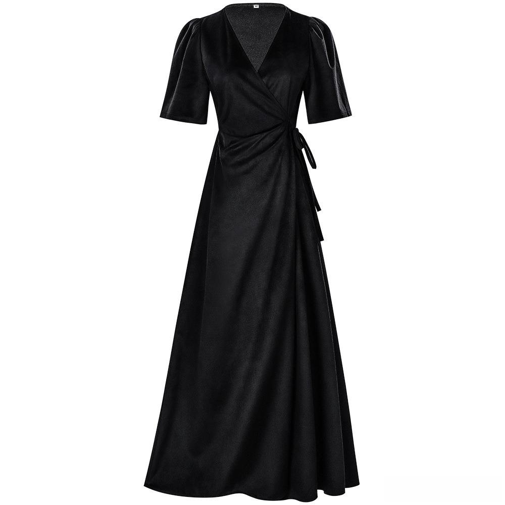 Dames lange wikkeljurk met V-h - Linen Dress Wrap recensie en prijs