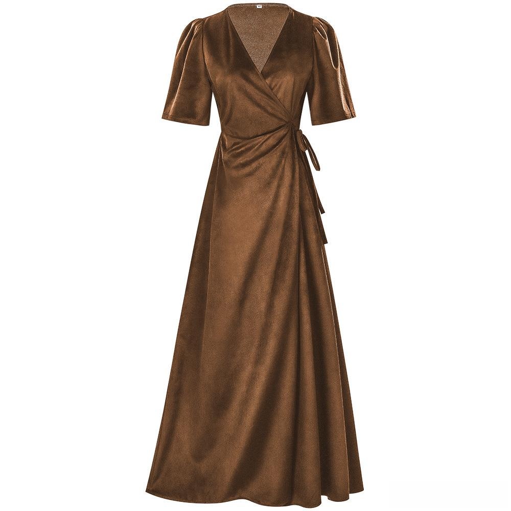 Dames lange wikkeljurk met V-h - Linen Dress Wrap recensie en prijs