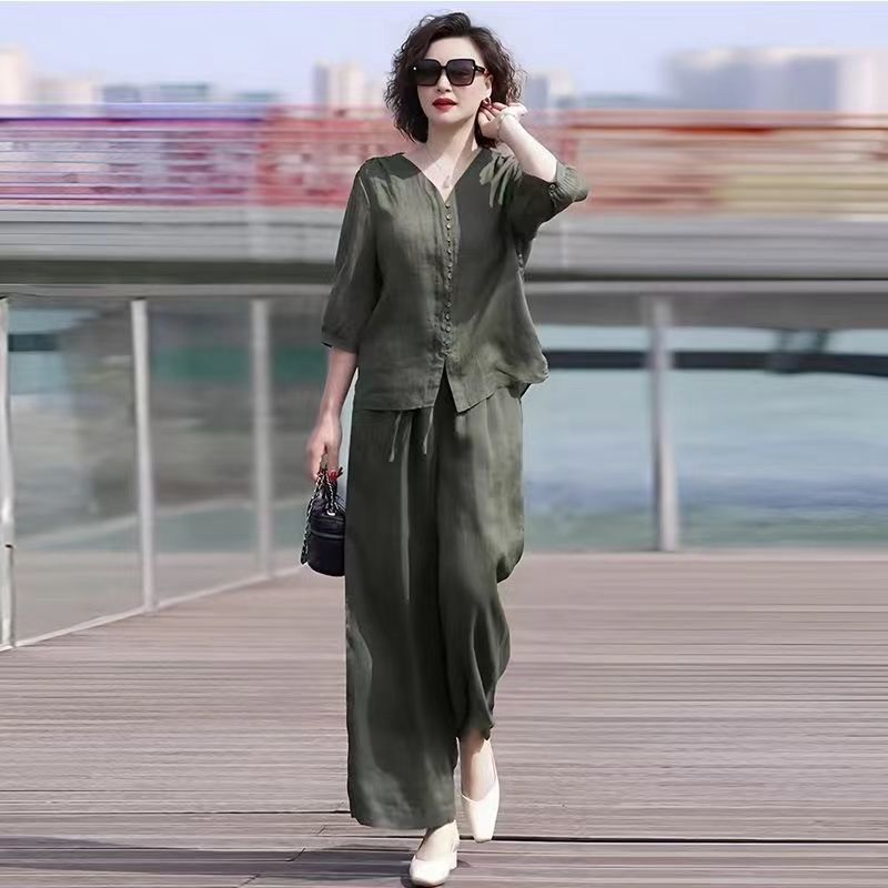 Katoenen En Linnen Damesset 20 - Linen Pant Wide recensie en prijs