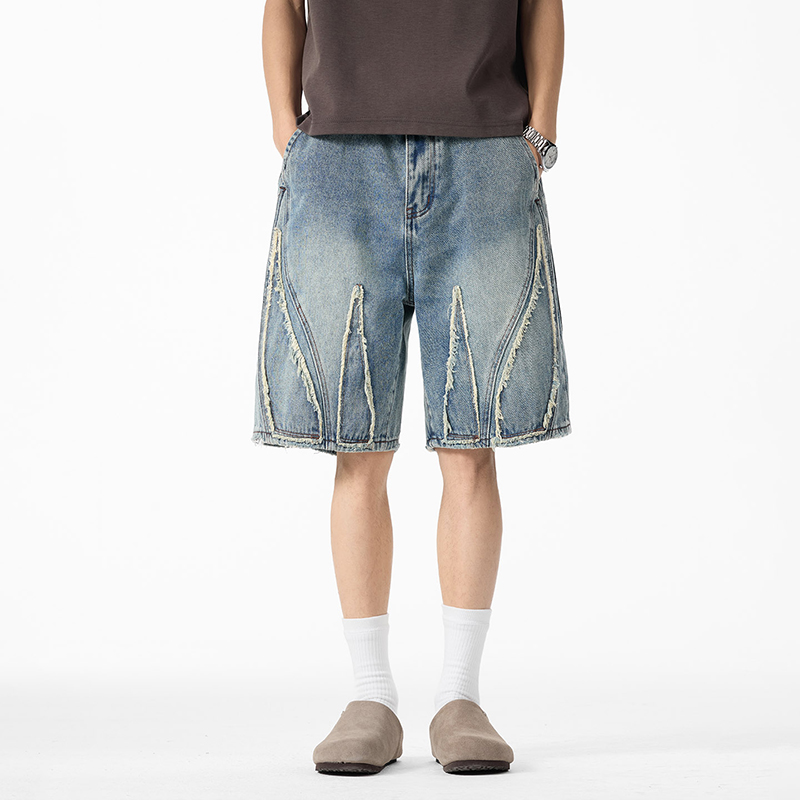 Baggy denim jorts voor heren,  - Shorts Denim Frayed recensie en prijs
