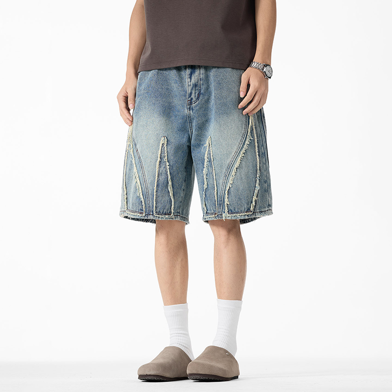 Baggy denim jorts voor heren,  - Shorts Denim Frayed recensie en prijs