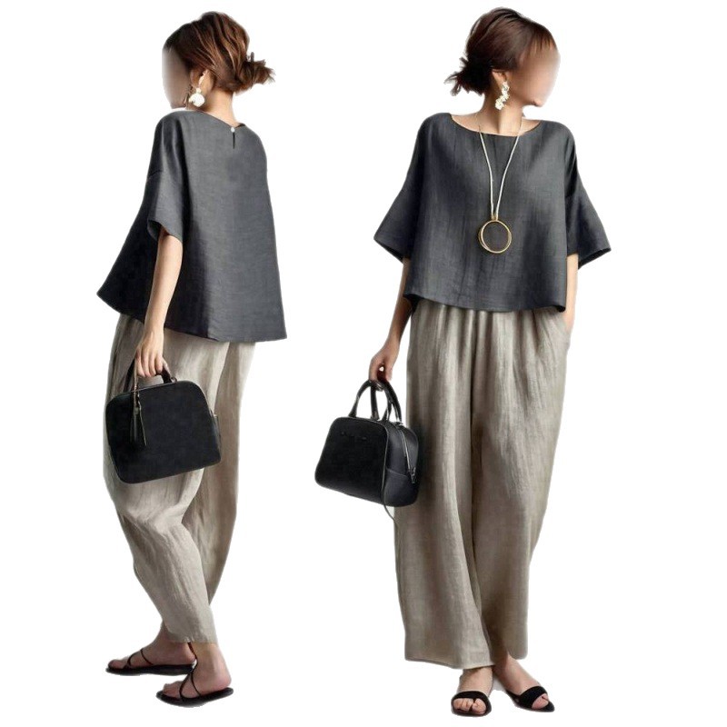 Tweedelige dames pantalonset,  - Linen Pant Wide recensie en prijs
