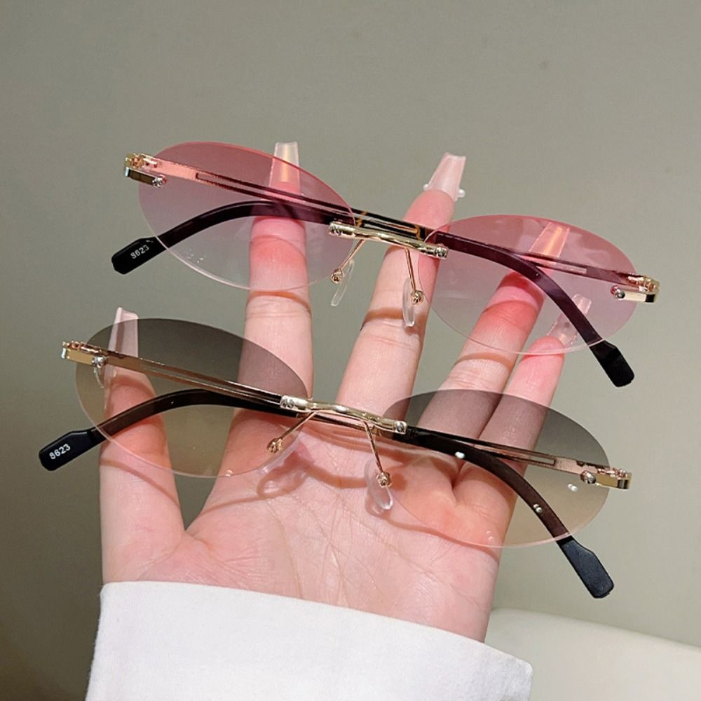 Klassieke randloze ovale zonne - Sunglasses Cat Eye recensie en prijs