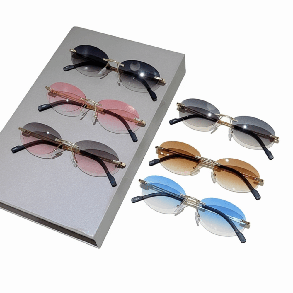 Klassieke randloze ovale zonne - Sunglasses Cat Eye recensie en prijs