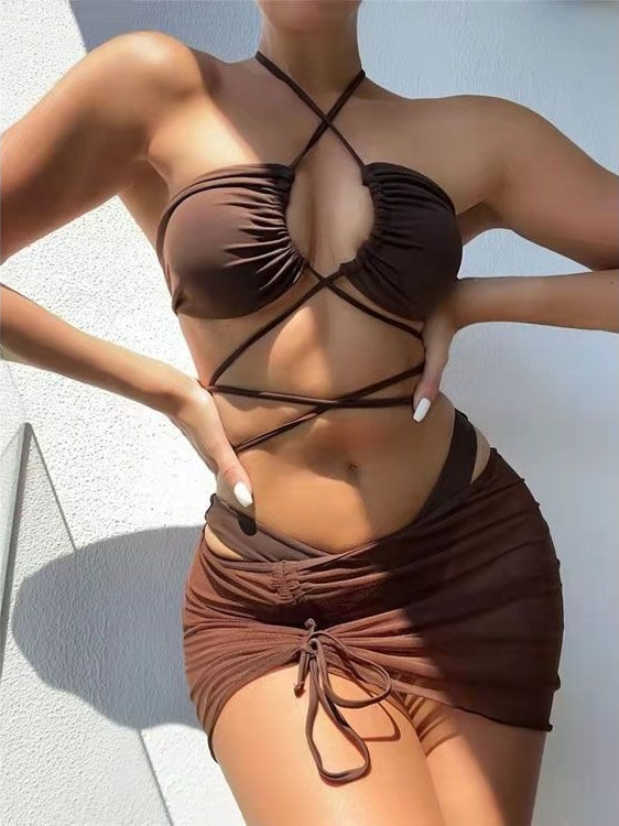 Dames High Waist Split Bikini  - Swimsuit Bikini Ruched recensie en prijs
